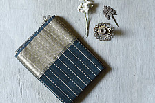 Pavitra . पवित्रा | Handloom Maheshwari Silk Dark Green Saree ~ Zari Stripes