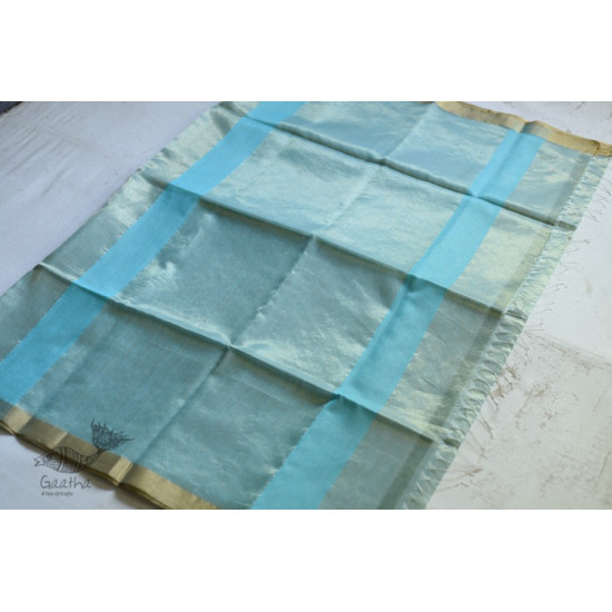 maheshwari handwoven silk sea green saree with zari border