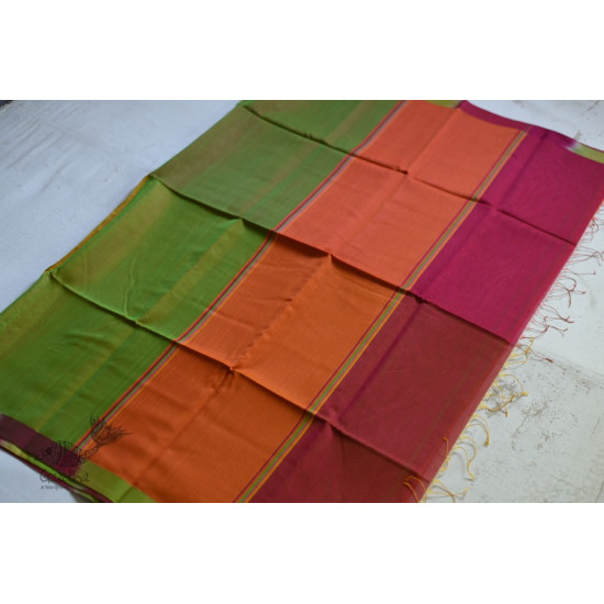 maheshwari handloom silk perrot green saree