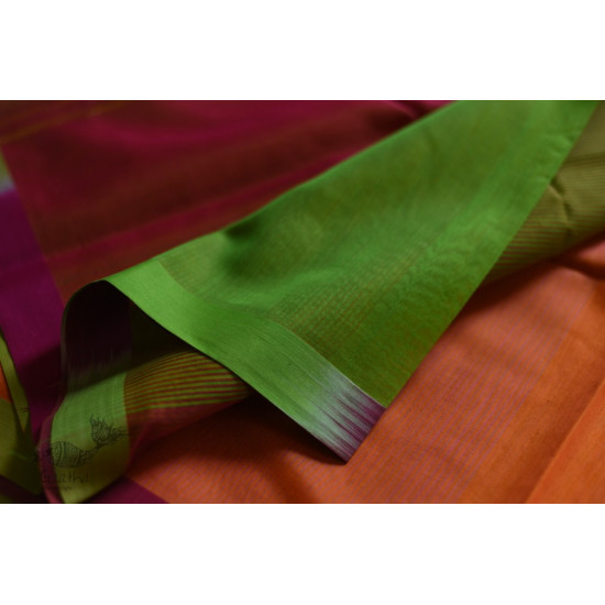 maheshwari handloom silk perrot green saree