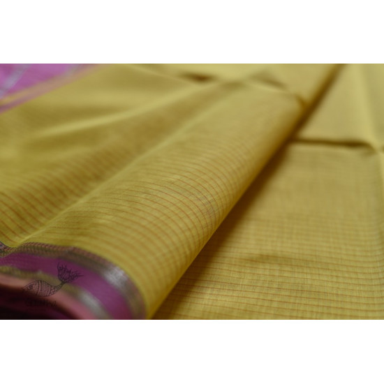 maheshwari handwoven silk yellow saree 