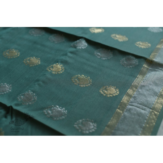 maheshwari handloom silk off white saree with zari butta