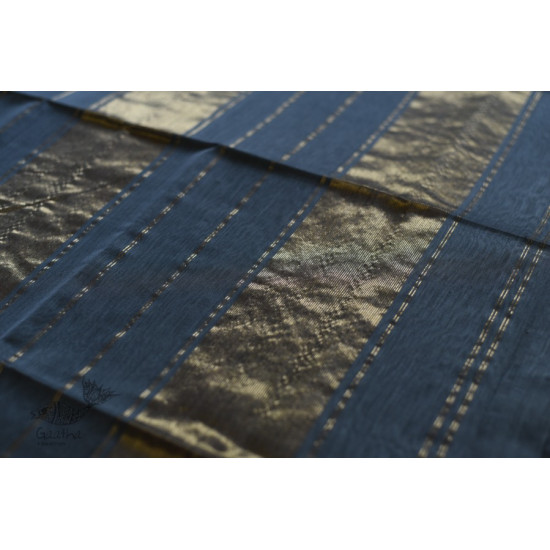 maheshwari handwoven silk blue grey saree with zari border