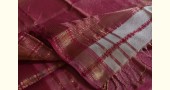 maheshwari handwoven silk white saree with pink border