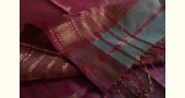 maheshwari handwoven silk sea green saree with pink pallu