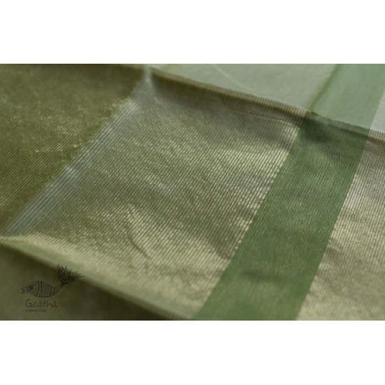 maheshwari handwoven silk light green saree with zari border