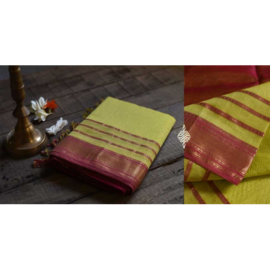 maheshwari handwoven silk saree with zari border