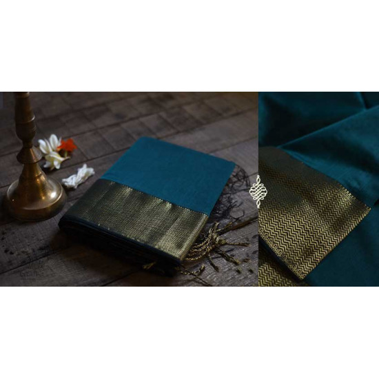 maheshwari handwoven silk teal green saree