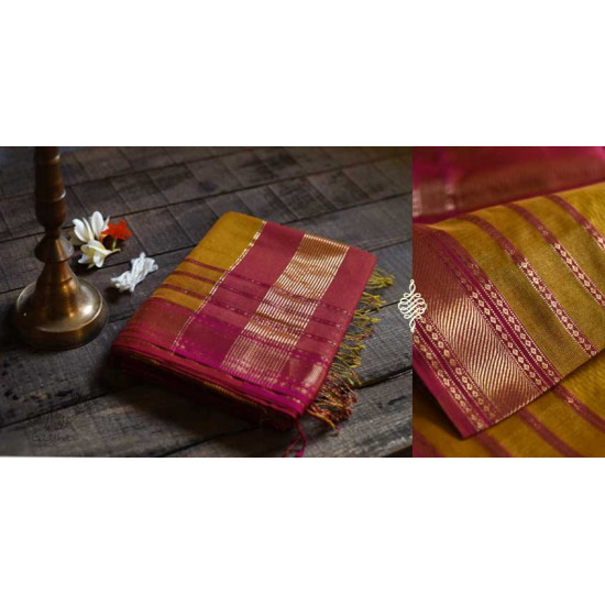 maheshwari handwoven silk saree with zari border