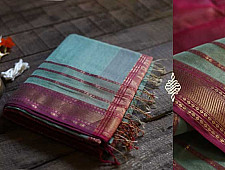 Maheshwari Silk Saree ~ Light Green