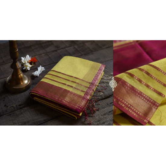 maheshwari handwoven silk saree with zari border