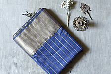 Pavitra . पवित्रा | Handloom Maheshwari Silk - Zari Stripe in Grey Saree