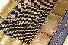 Pavitra . पवित्रा | Handloom Maheshwari Silk - Zari Stripe in Grey Saree