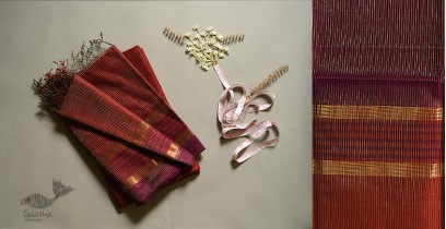 Shyamali ❢ Maheshwari Silk Dress Material With Dupatta - Brown