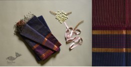 Shyamali ❢ Maheshwari Silk Dress Material With Dupatta - Navy Blue