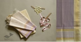 Shyamali ❢ Maheshwari Silk Dress Material With Dupatta - Off White & Purple