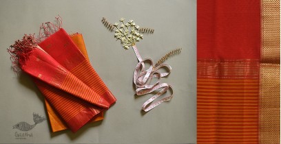 Shyamali ❢ Maheshwari Silk Dress Material With Dupatta - Pink & Yellow 