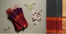 Shyamali ❢ Maheshwari Silk Dress Material With Dupatta - Purple & Green