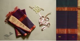 Shyamali ❢ Maheshwari Silk Dress Material With Dupatta - violet and green