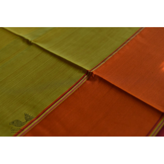 maheshwari handwoven silk orange saree 