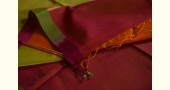 maheshwari handwoven silk orange saree 