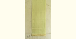 Shyamali ❢ Maheshwari Silk Dress Material With Dupatta - Light Green & Cream