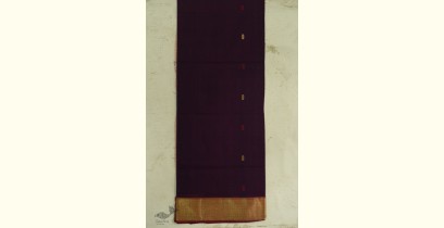 Shyamali ❢ Maheshwari Silk Dress Material With Dupatta - Brick Red & Purple