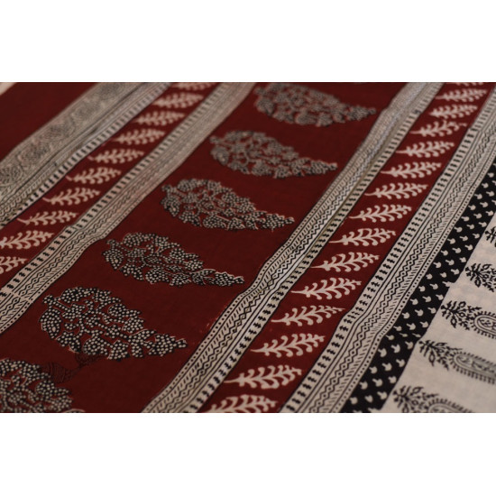 Hand Block Bagh Printed Pure Cotton saree With Red Pallu