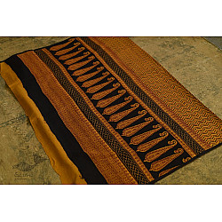 Bhagni . बाघनी - Bagh Printed Cotton Saree in Bright Yellow Color