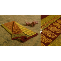 Bhagni . बाघनी - Bagh Printed Cotton Saree in Lemon Yellow Colour