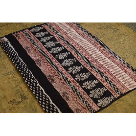 Hand Block Bagh Printed Pure Cotton Black saree