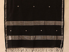 सुगंधिका ✻ Maheshwari ✻ Black Silver Zari Buti stole ✻ B 2