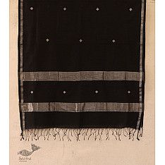 सुगंधिका ✻ Maheshwari ✻ Black Silver Zari Buti stole ✻ B 2