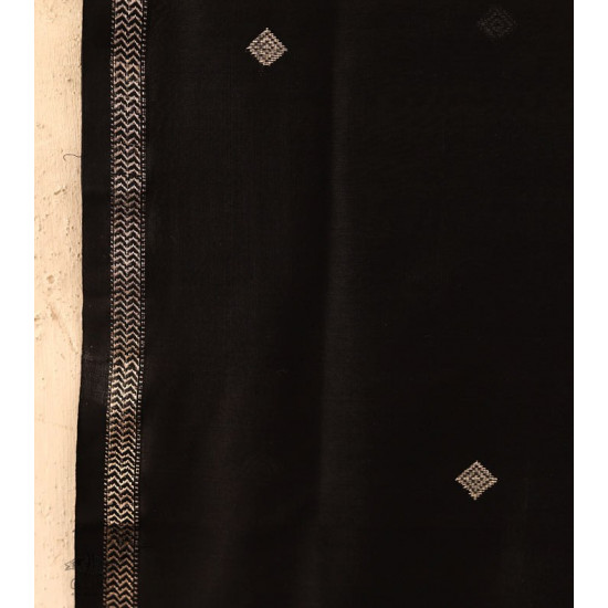 सुगंधिका ✻ Maheshwari ✻ Black Silver Zari Buti stole ✻ B 2