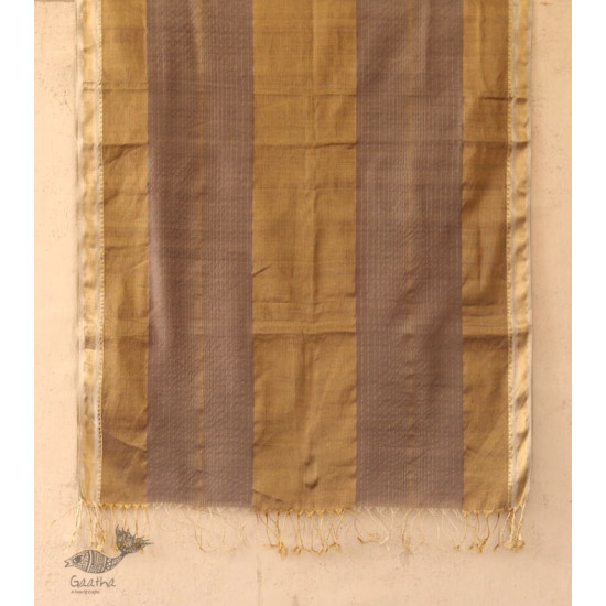 सुगंधिका ✻ Maheshwari ✻ Zari Border stole - Light Gray ✻ C 7