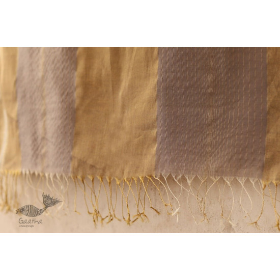 सुगंधिका ✻ Maheshwari ✻ Zari Border stole - Light Gray ✻ C 7