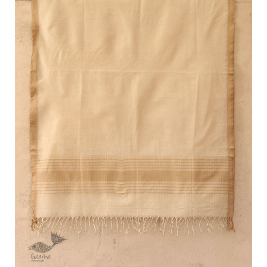 सुगंधिका ✻ Maheshwari ✻ Checks Reshmi Border Stole - Off White ✻ D 8