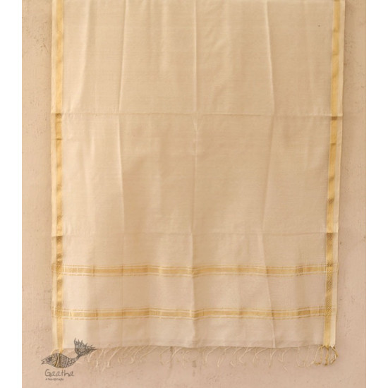 सुगंधिका ✻ Maheshwari ✻ Cotton Silk Stole - Off White ✻ E 10