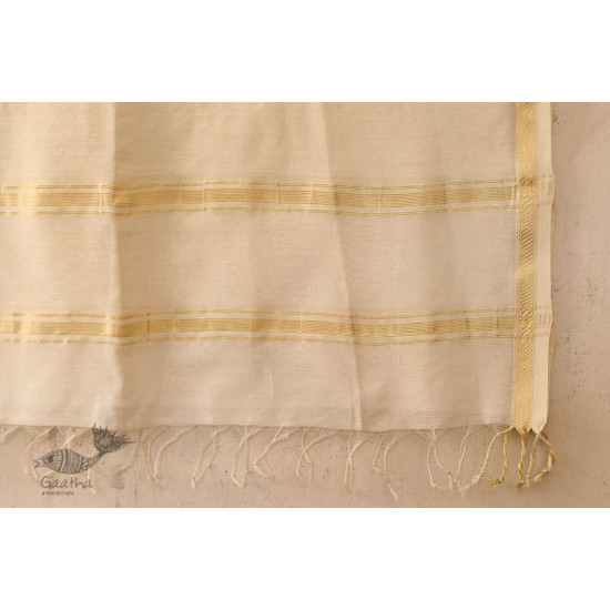 सुगंधिका ✻ Maheshwari ✻ Cotton Silk Stole - Off White ✻ E 10