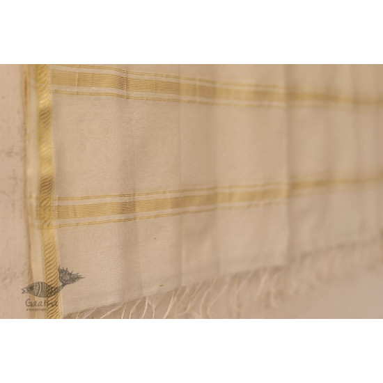 सुगंधिका ✻ Maheshwari ✻ Cotton Silk Stole - Off White ✻ E 10