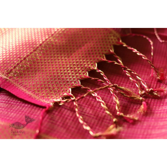 Ojovati ❢  Maheshwari ❢ Tussar Checks Saree with Zari Border ❢ 5