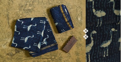 Batik Block Printed ♠ Chanderi Dress Material (Top+Bottom+Dupatta) - Blue