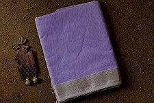 Pavitra . पवित्रा | Handloom Silver Zari Border Maheshwari Silk Saree ~ Purple