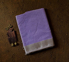 Pavitra . पवित्रा | Handloom Silver Zari Border Maheshwari Silk Saree ~ Purple