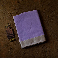 Pavitra . पवित्रा | Handloom Silver Zari Border Maheshwari Silk Saree ~ Purple