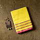 buy Handloom Maheshwari Yellow Silk Saree With Pink Pallu