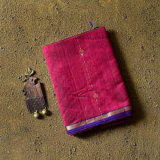 Pavitra . पवित्रा | Zari Border Maheshwari Silk Saree ~ Rani Pink