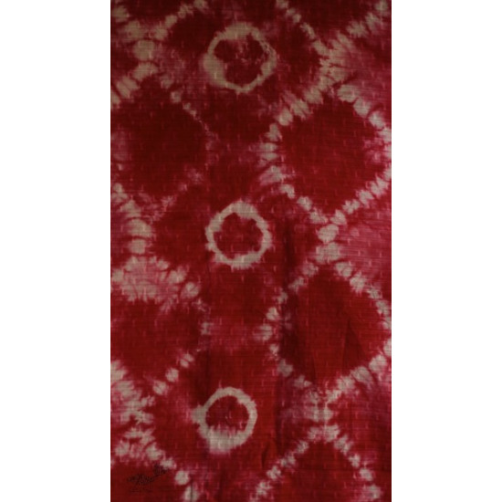 shop Handcrafted Shibori Dupatta - Red Ogee Waves, Tritik