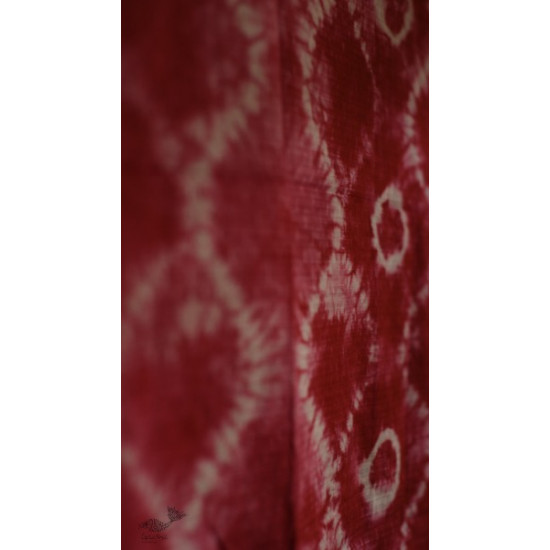 shop Handcrafted Shibori Dupatta - Red Ogee Waves, Tritik