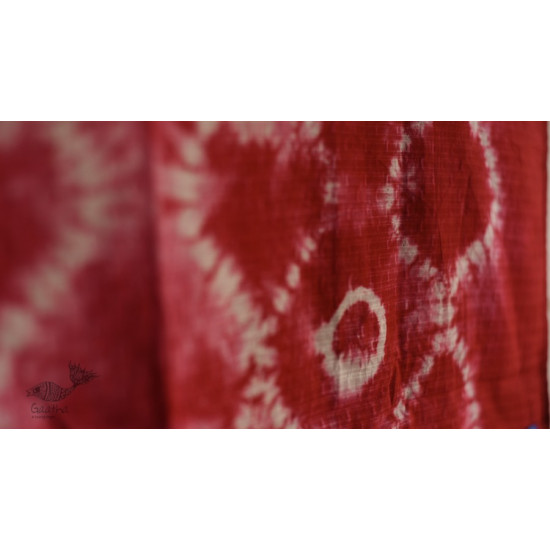 shop Handcrafted Shibori Dupatta - Red Ogee Waves, Tritik